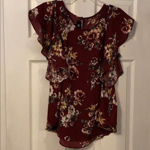 Maroon and flower blouse